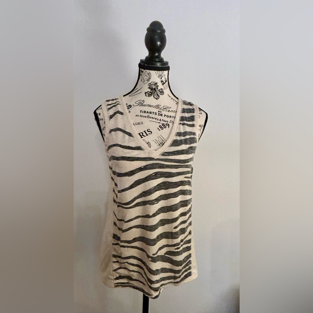 Armani Exchange Zebra Striped V-Neck Sleeveless Top